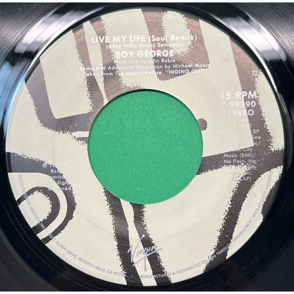 Boy George Live My Life (Soul Remix) / Live My Life (The Mix) 45 Pop 1987 Virgin - Picture 1 of 4